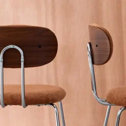 Stoel waterafstotende stof, chrome metalen poten (set van 2)