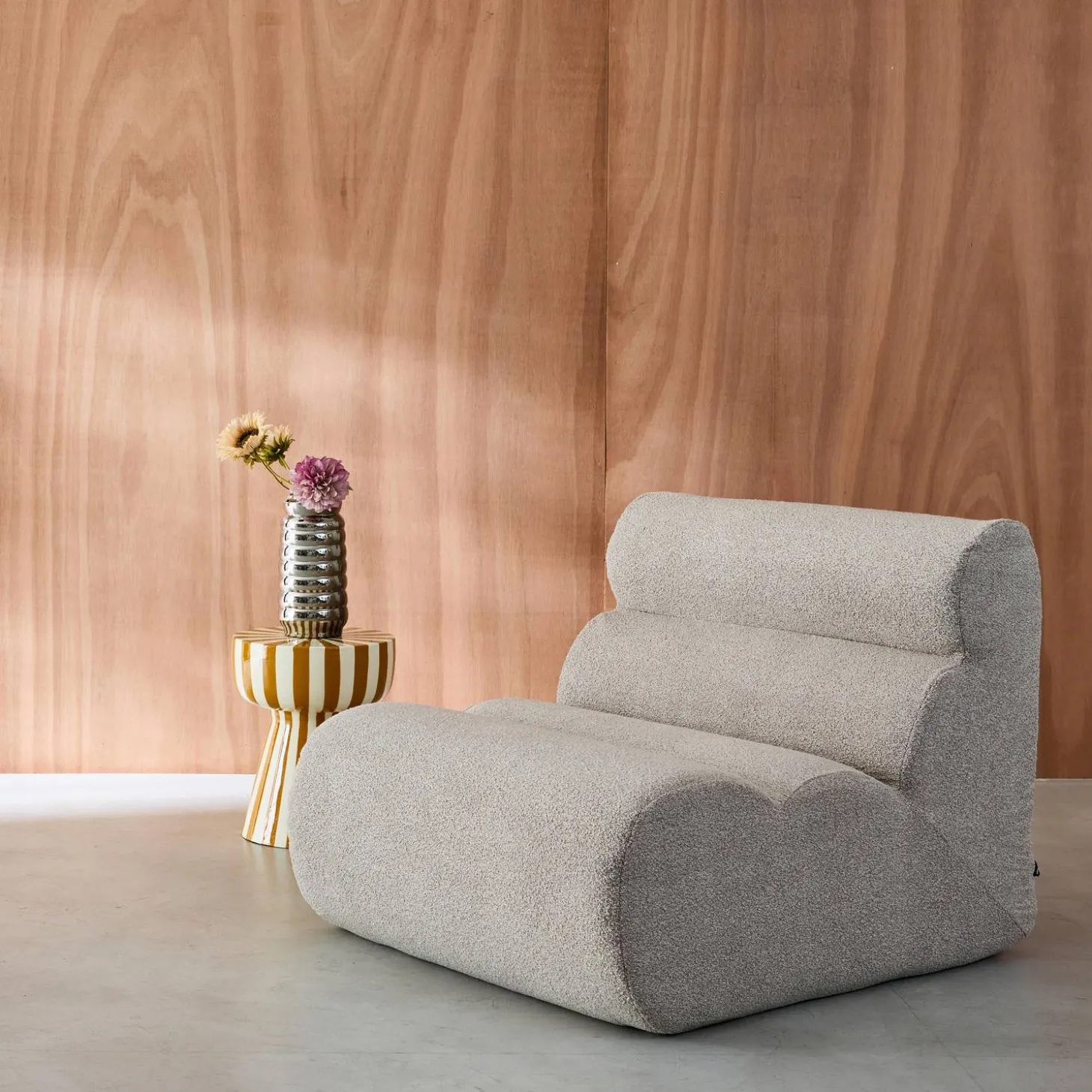 Stoffen fauteuil getextureerde bouclé 1 zitplaats