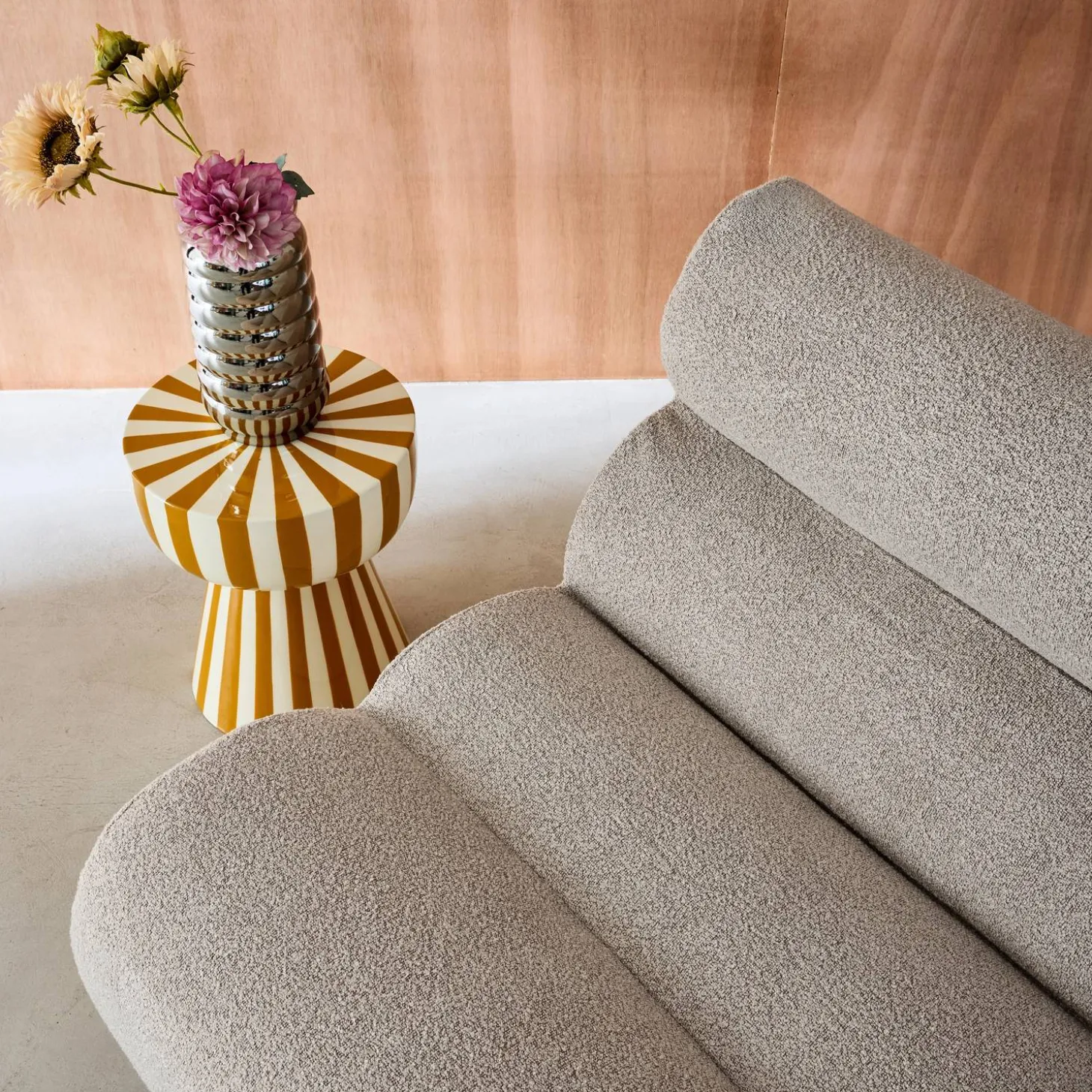 Stoffen fauteuil getextureerde bouclé 1 zitplaats