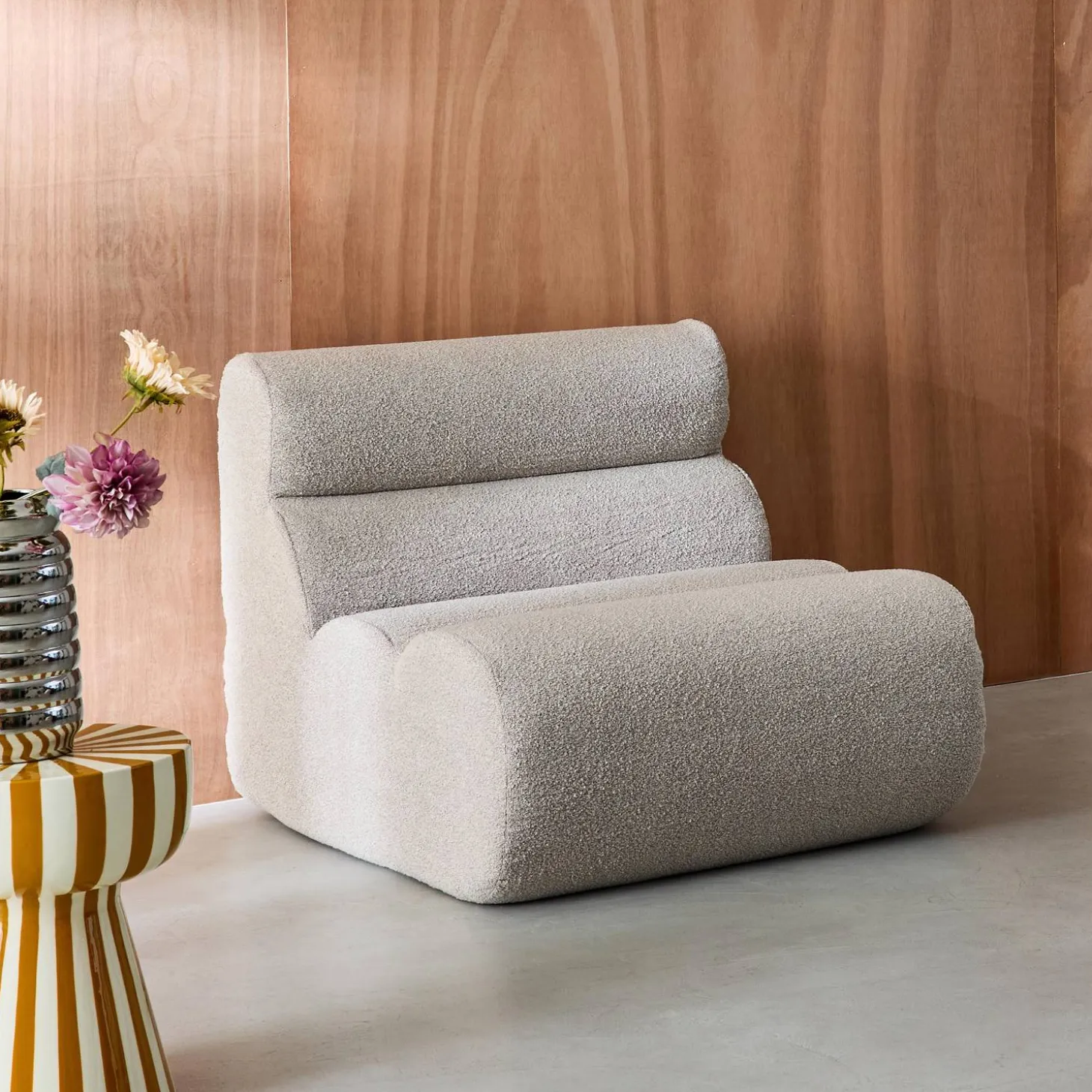 Stoffen fauteuil getextureerde bouclé 1 zitplaats