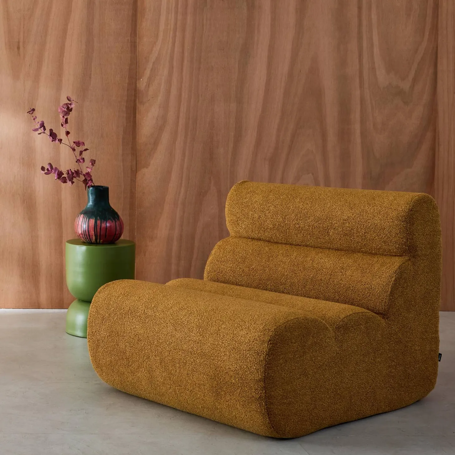 Stoffen fauteuil getextureerde bouclé 1 zitplaats