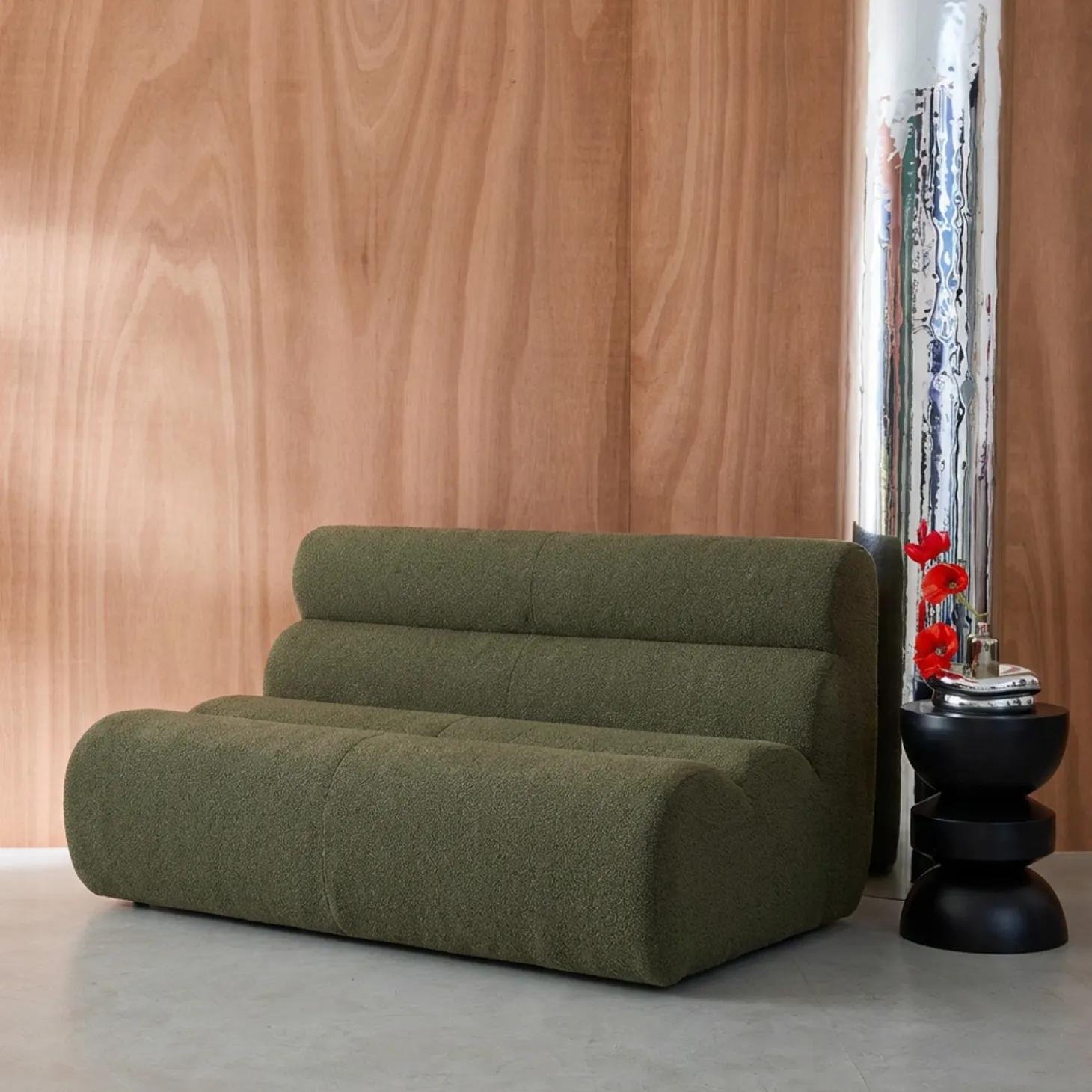 Stoffen fauteuil getextureerde bouclé 2-zits