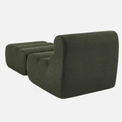 Stoffen fauteuil getextureerde bouclé 1 zitplaats met voetenbankje