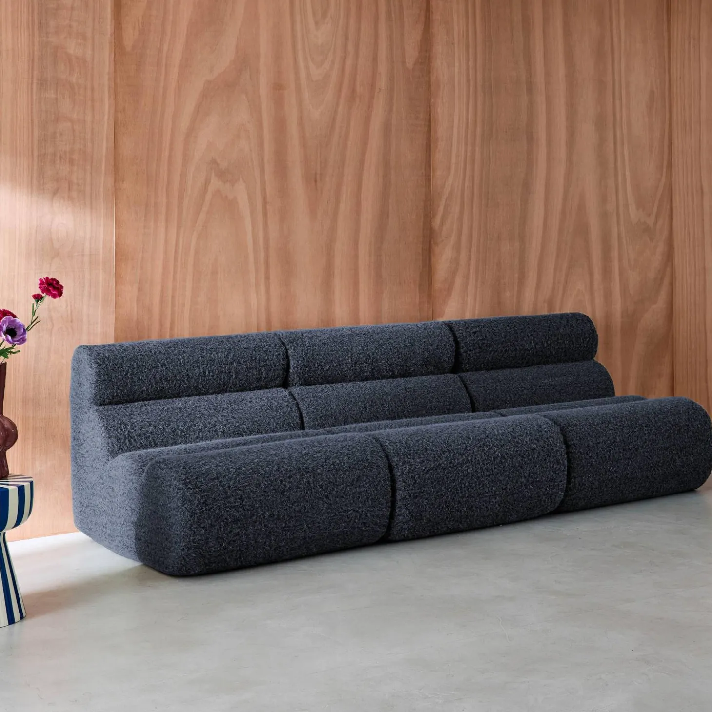 Stoffen fauteuils effect alpaca 1 zitplaats (set van 3)
