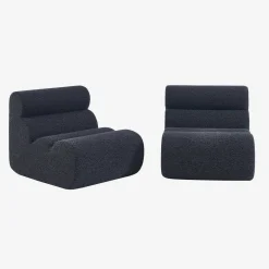 Stoffen fauteuils effect alpaca 1 zitplaats (set van 2)