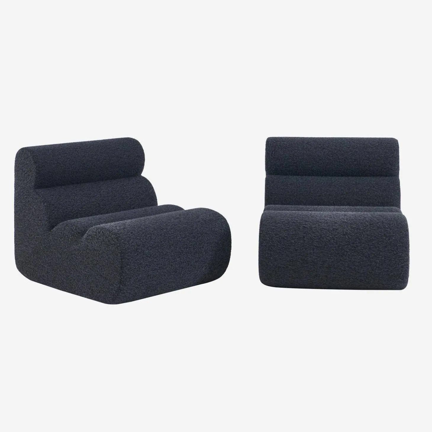 Stoffen fauteuils effect alpaca 1 zitplaats (set van 2)