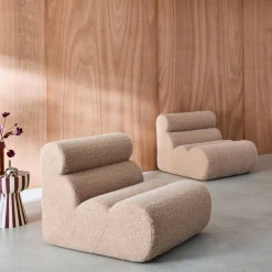 Stoffen fauteuils effect alpaca 1 zitplaats (set van 2)