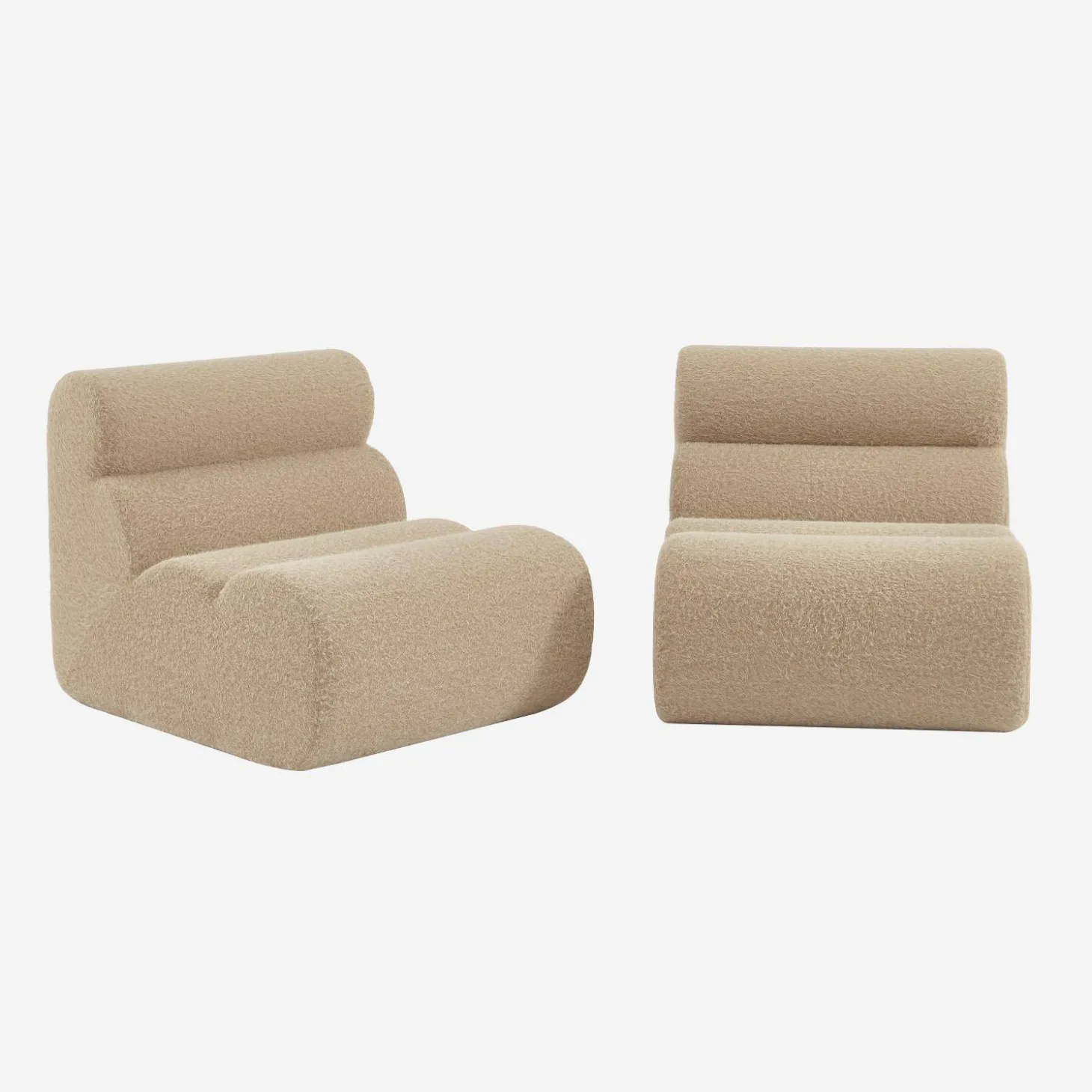 Stoffen fauteuils effect alpaca 1 zitplaats (set van 2)