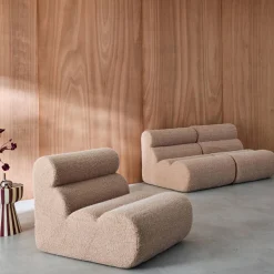 Stoffen fauteuils effect alpaca 1 zitplaats (set van 3)