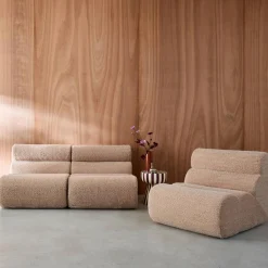 Stoffen fauteuils effect alpaca 1 zitplaats (set van 3)