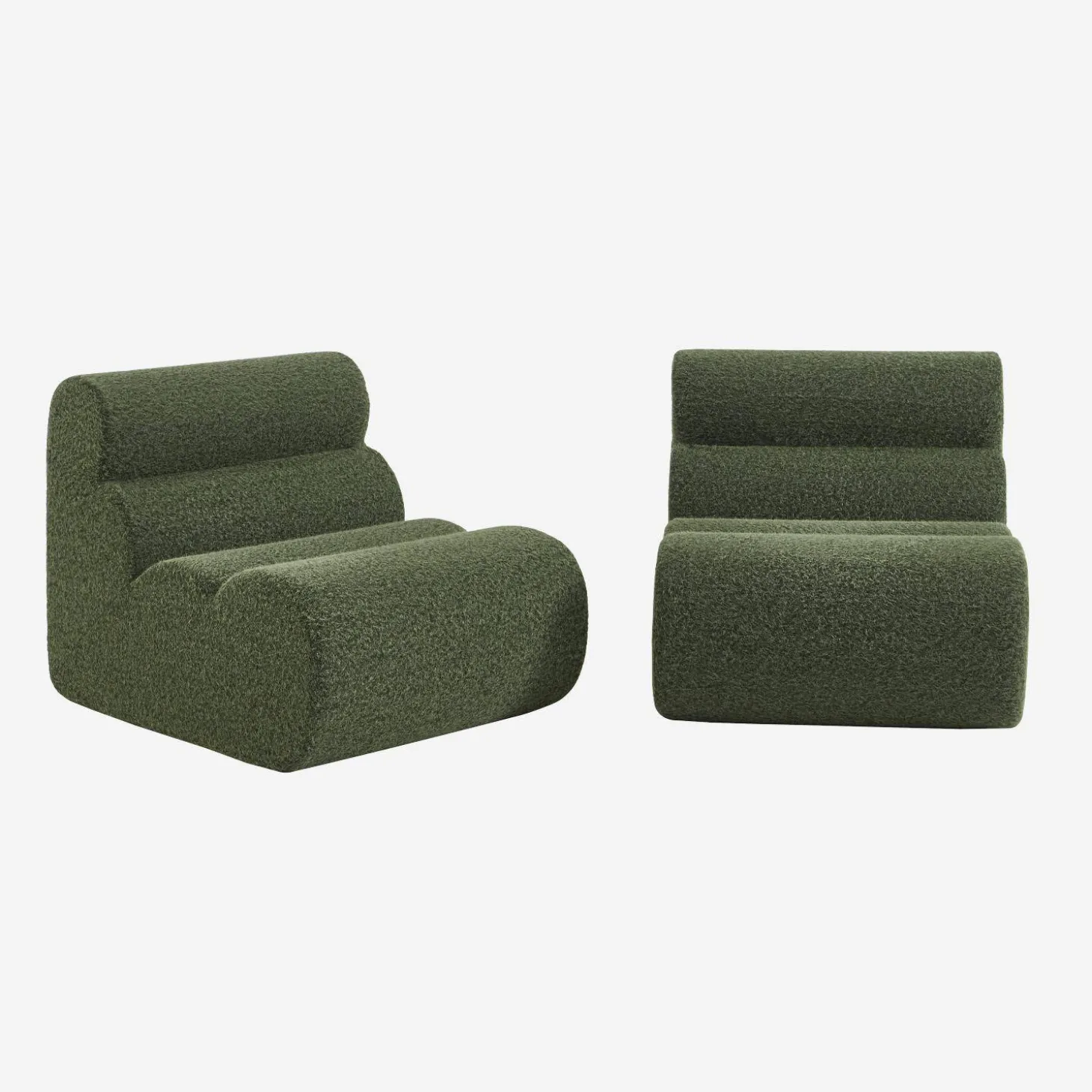 Stoffen fauteuils effect alpaca 1 zitplaats (set van 2)