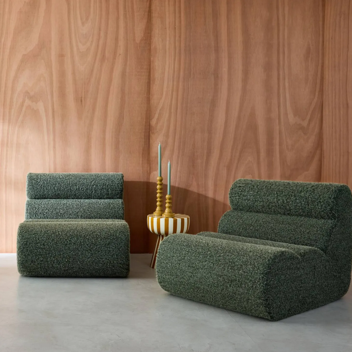 Stoffen fauteuils effect alpaca 1 zitplaats (set van 2)