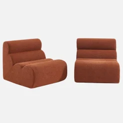 Stoffen fauteuils getextureerde bouclé 1 zitplaats (set van 2)