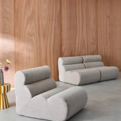 Stoffen fauteuils getextureerde bouclé 1 zitplaats (set van 3)