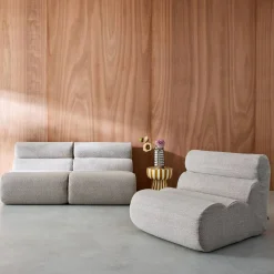 Stoffen fauteuils getextureerde bouclé 1 zitplaats (set van 3)