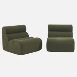 Stoffen fauteuils getextureerde bouclé 1 zitplaats (set van 2)