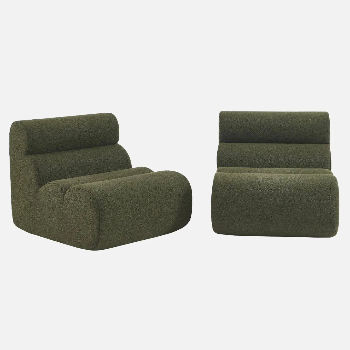 Stoffen fauteuils getextureerde bouclé 1 zitplaats (set van 2)