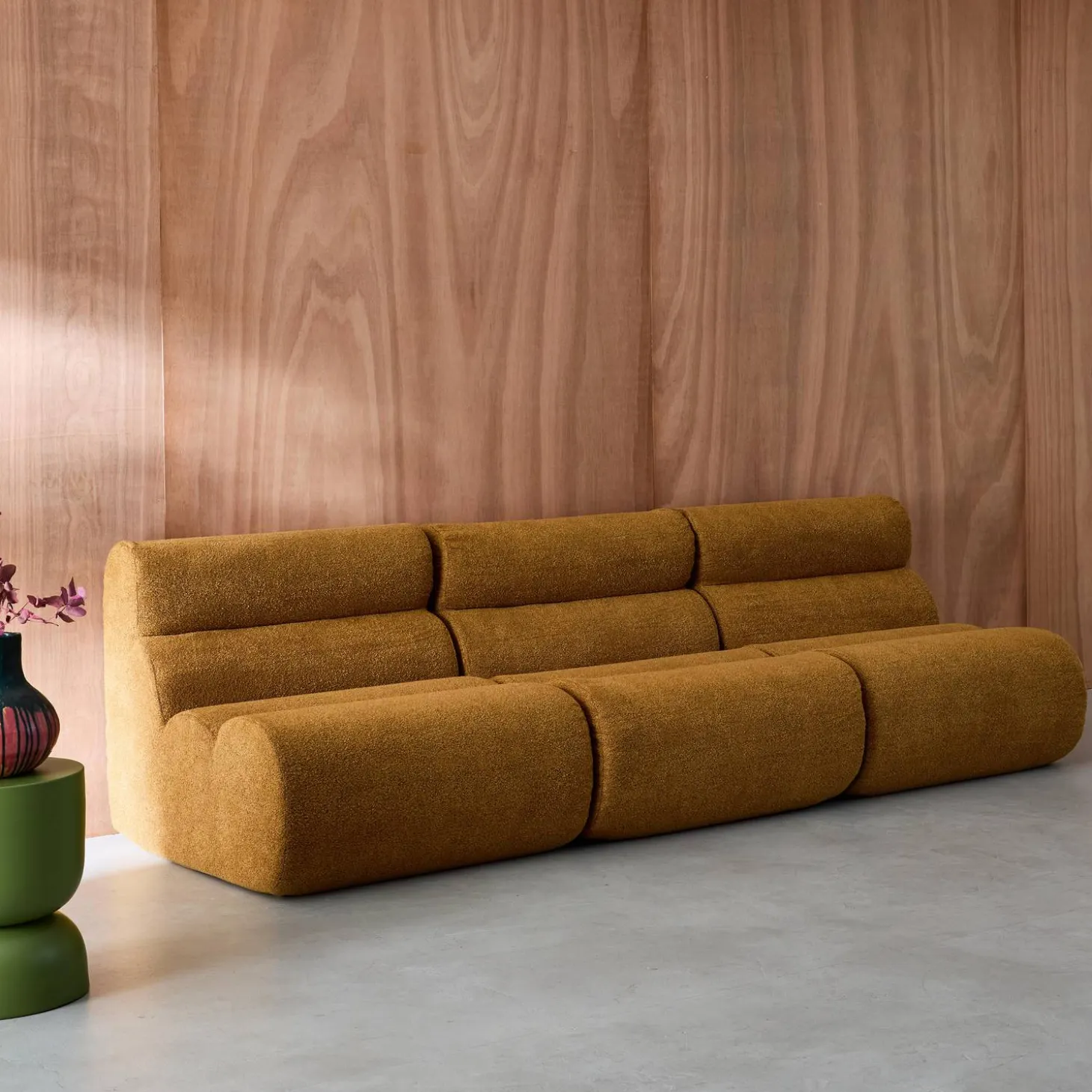 Stoffen fauteuils getextureerde bouclé 1 zitplaats (set van 3)