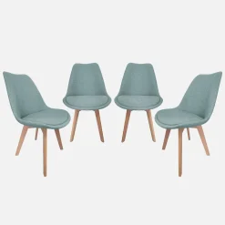 Stoffen Scandinavische stoelen met beukenhouten poten (set van 4)
