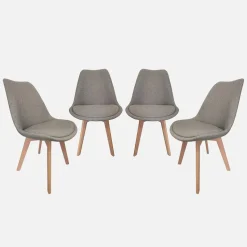 Stoffen Scandinavische stoelen met beukenhouten poten (set van 4)
