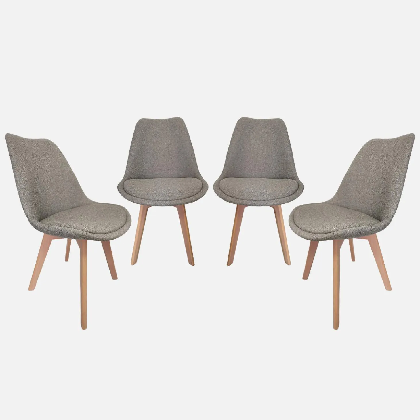 Stoffen Scandinavische stoelen met beukenhouten poten (set van 4)