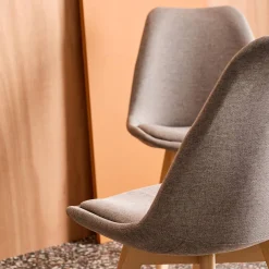 Stoffen Scandinavische stoelen met beukenhouten poten (set van 4)