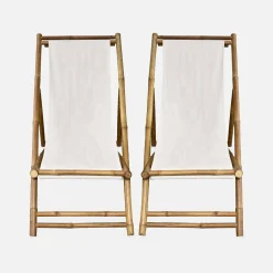 Strandstoel, opvouwbaar katoenen canvas, 110xB60xH94cm, set van 2