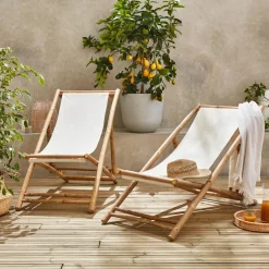 Strandstoel, opvouwbaar katoenen canvas, 110xB60xH94cm, set van 2