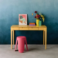 Tafel/bureau rubberhout essenfineer 2 laden
