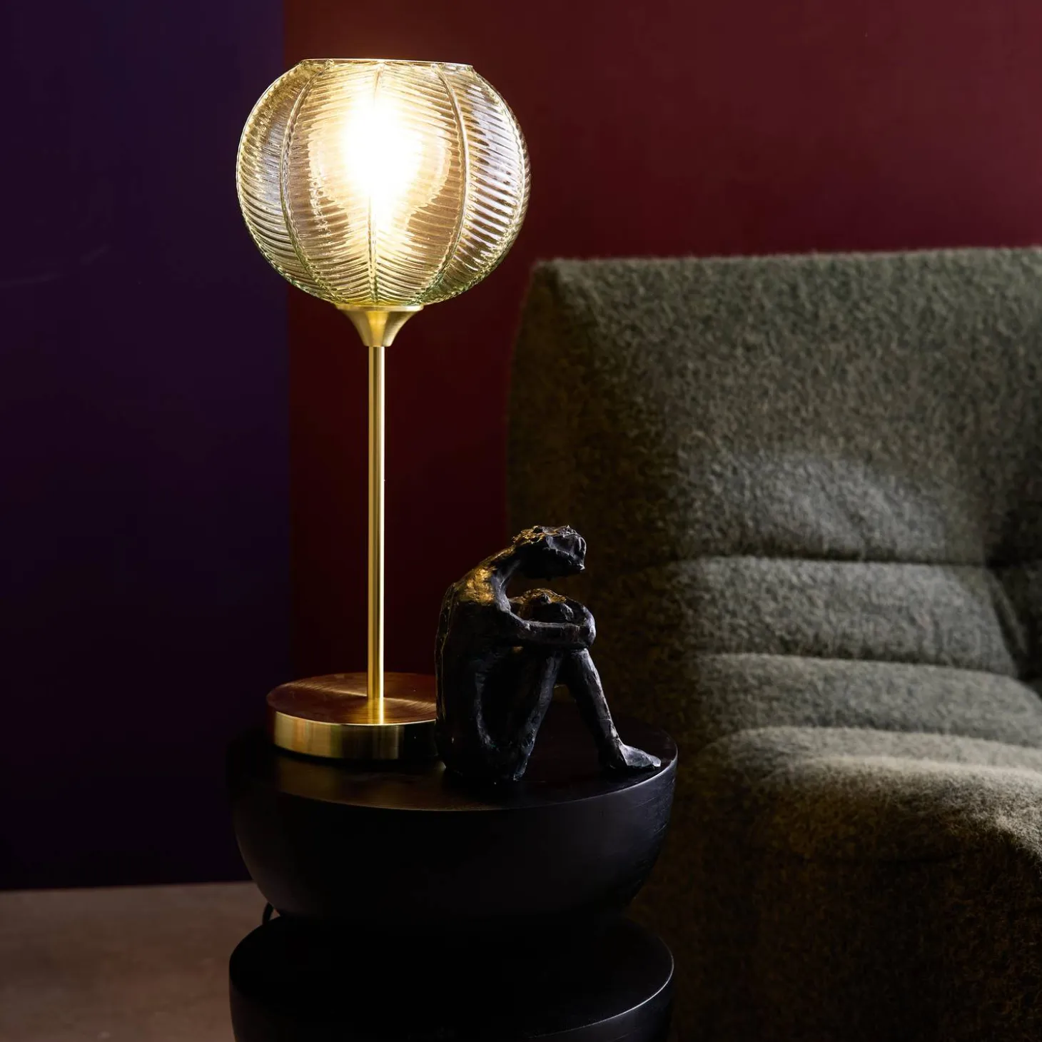 Tafellamp interieur, metaal en glas, Ø 20 cm