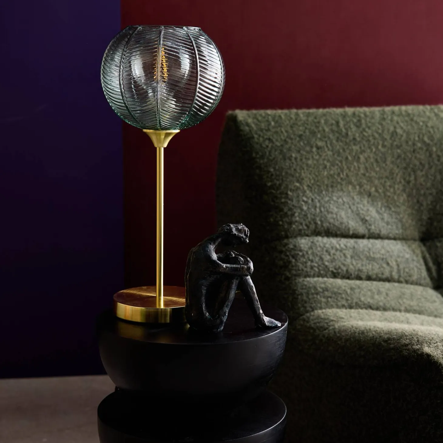 Tafellamp interieur, metaal en glas, Ø 20 cm