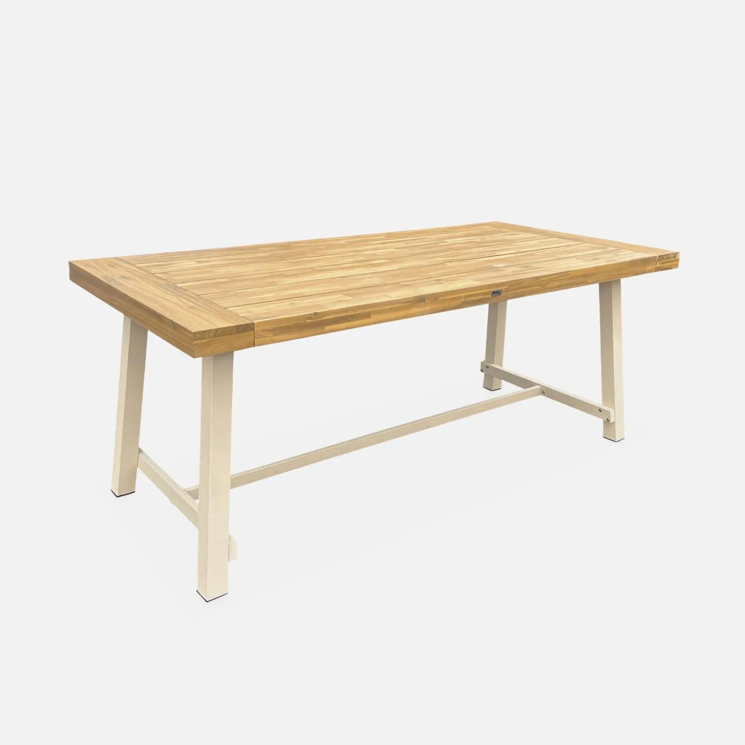 Tafel van hout en metaal, 190cm, 6-8 zitplaatsen