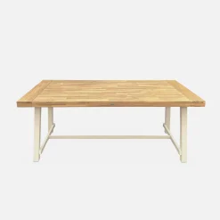 Tafel van hout en metaal, 190cm, 6-8 zitplaatsen