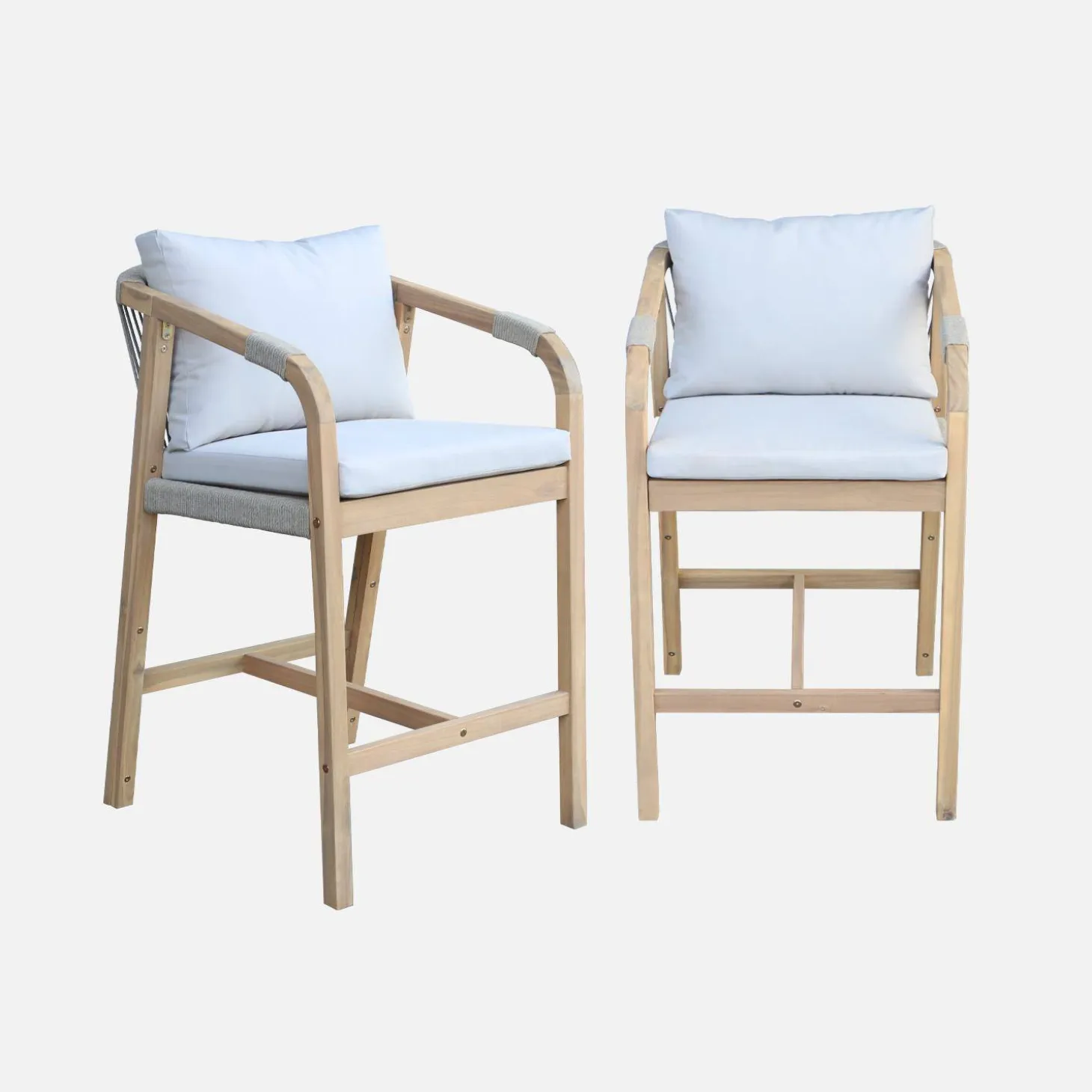 Tuinmeubelset van acaciahout en touw (set van 2)