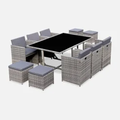 Tuinmeubelset van wicker, 6-10 zitplaatsen