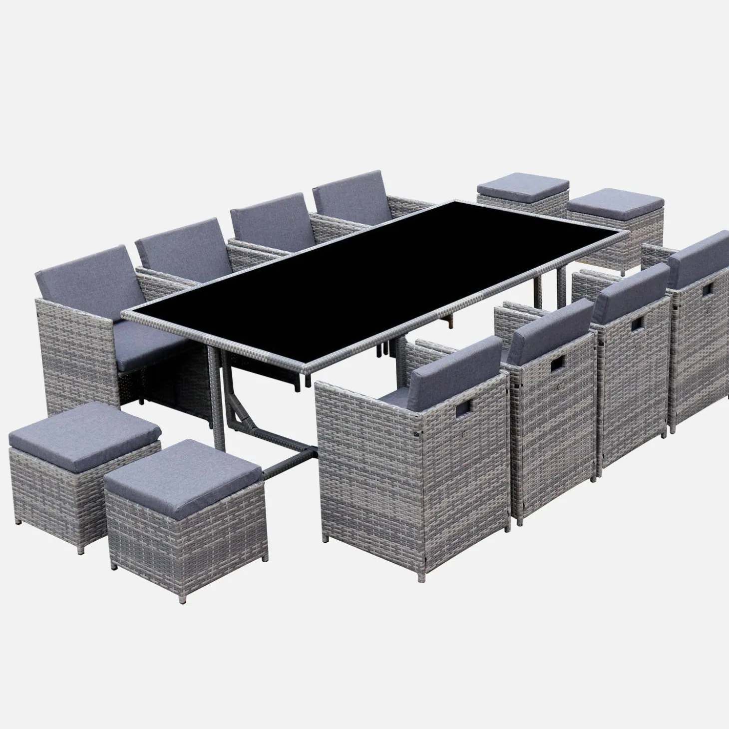 Tuinmeubelset van wicker, 8-12 zitplaatsen