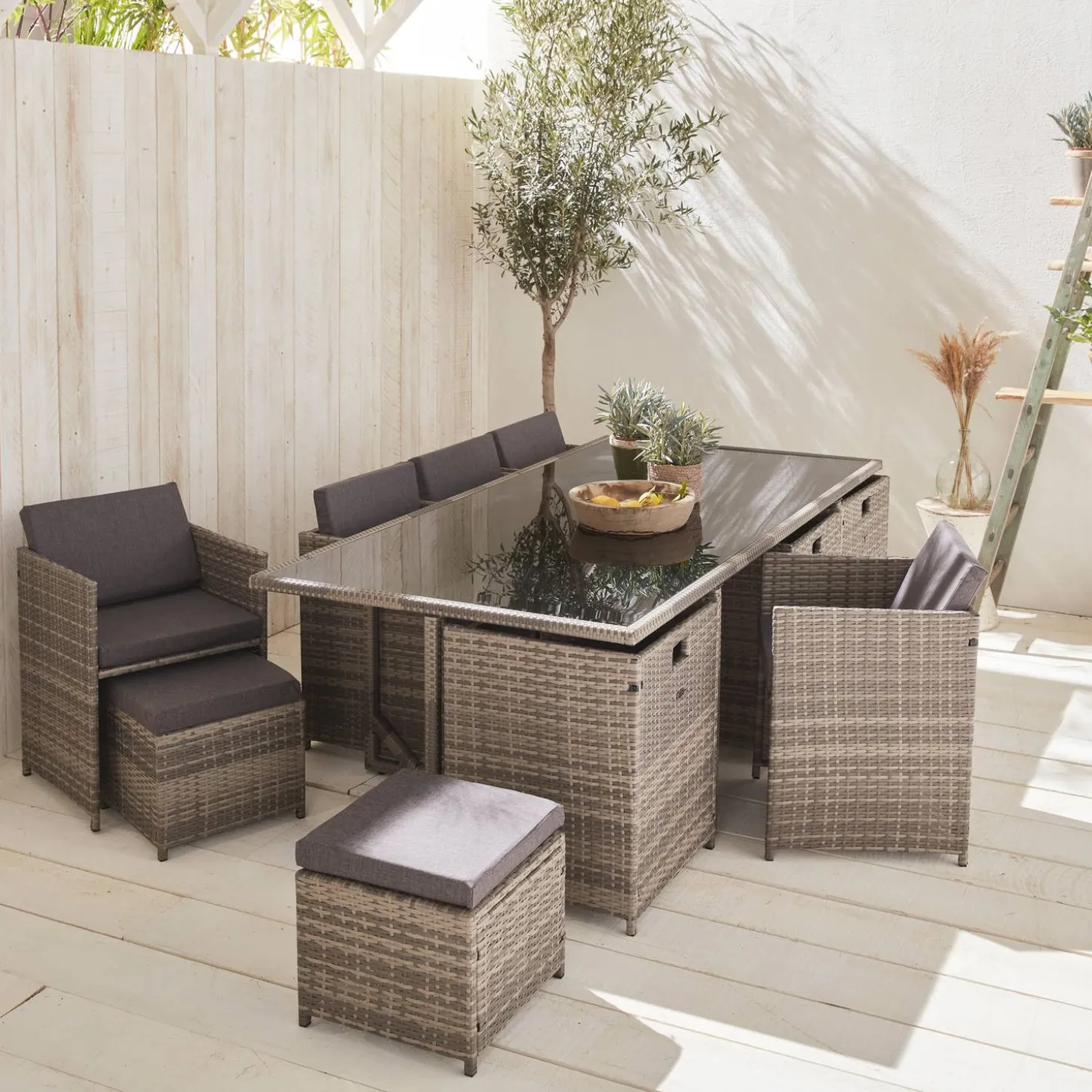 Tuinmeubelset van wicker, 8-12 zitplaatsen