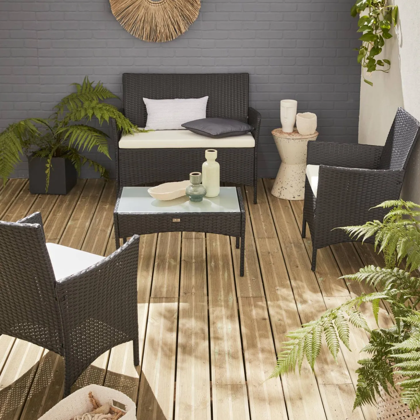 Tuinmeubelset van wicker, 4-zits