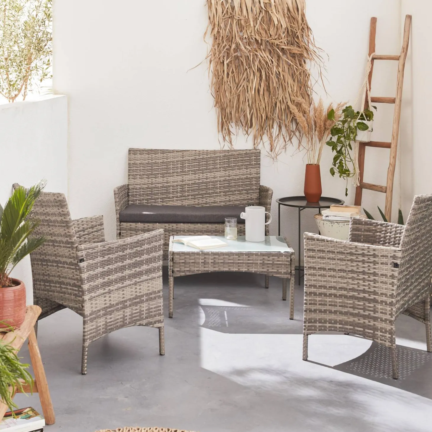 Tuinmeubelset van wicker, 4-zits