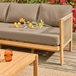 Tuinset met 5 zitplaatsen van acacia en touwen