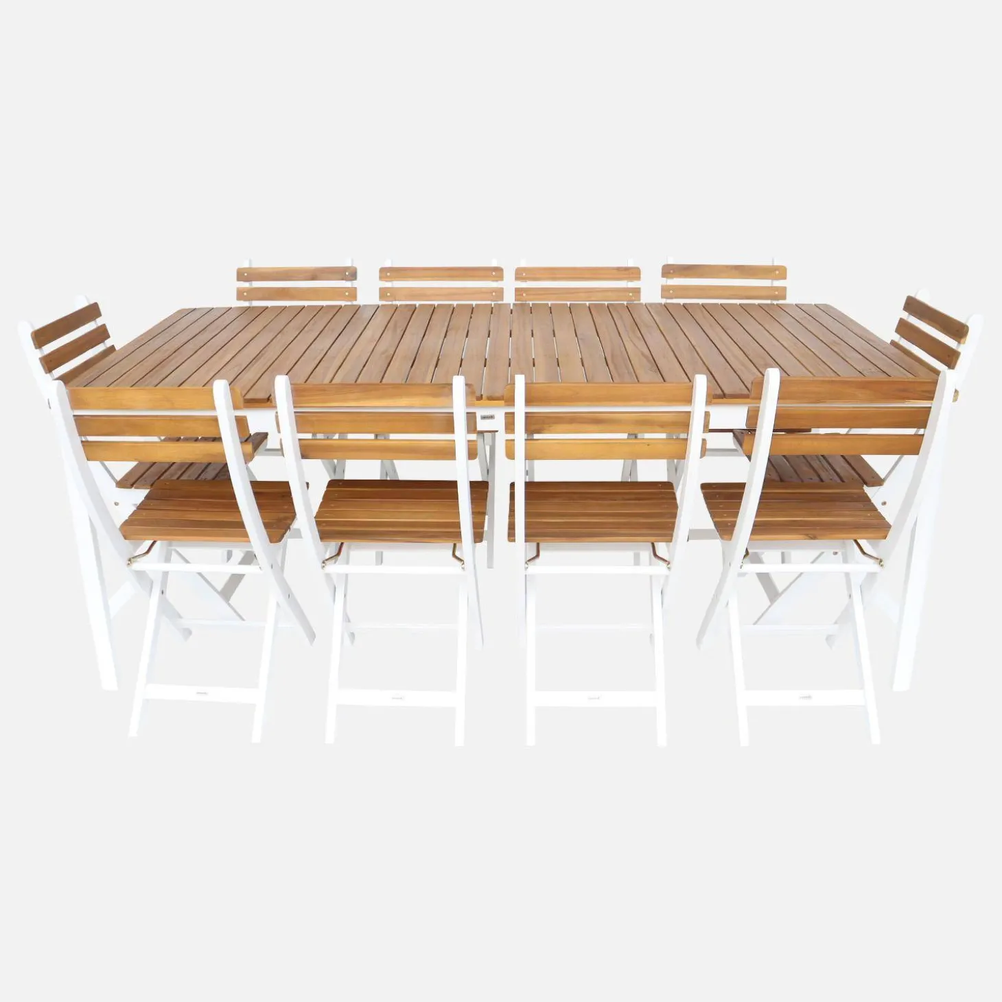 Tuinset van acacia met ronde hoeken, 10 stoelen