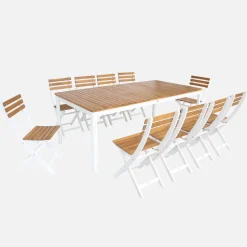 Tuinset van acacia met ronde hoeken, 10 stoelen