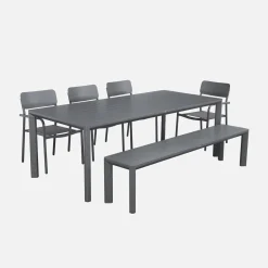Tuinset van aluminium met 1 bank en 4 stoelen