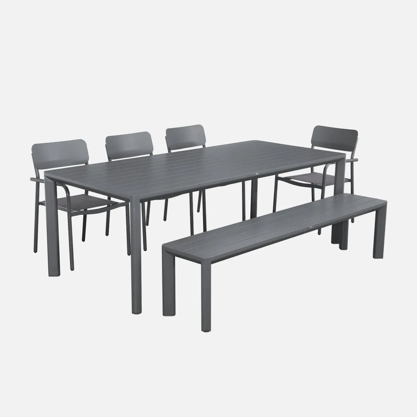 Tuinset van aluminium met 1 bank en 4 stoelen