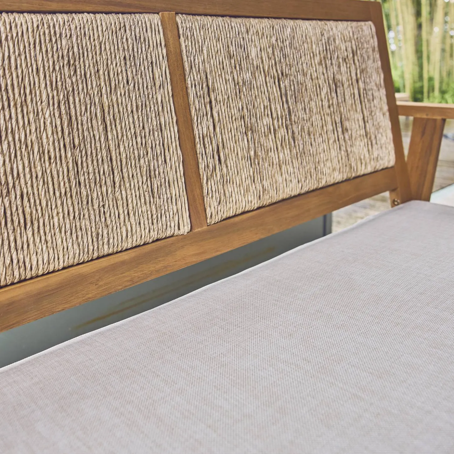 Tuinset van hout en verticale rotan, 4 personen