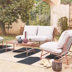 Tuinset van staal en textileen voor 4 personen
