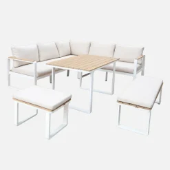 Tuinset voor 8 personen van acaciahout en aluminium