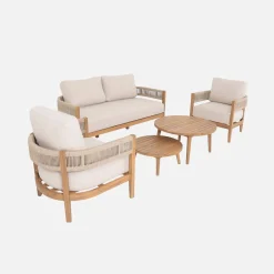Tuinset 4-zits van acaciahout en touw