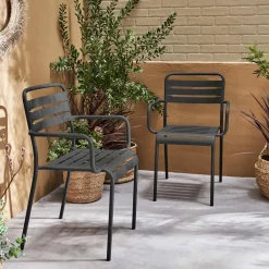 Tuinstoelen metaal met armleuning (set van 2)