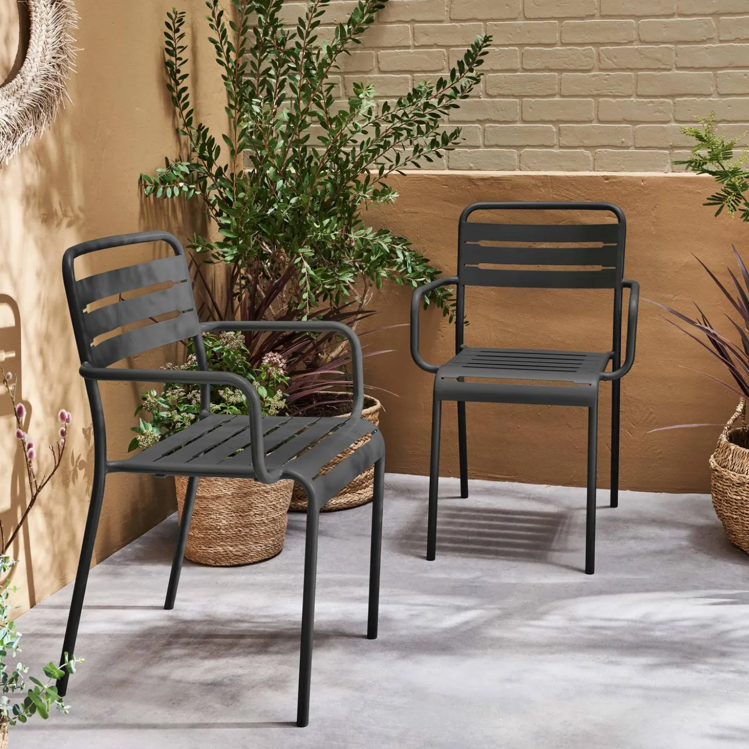Tuinstoelen metaal met armleuning (set van 2)